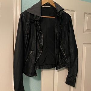 Hollister Faux Leather Jacket with Hood